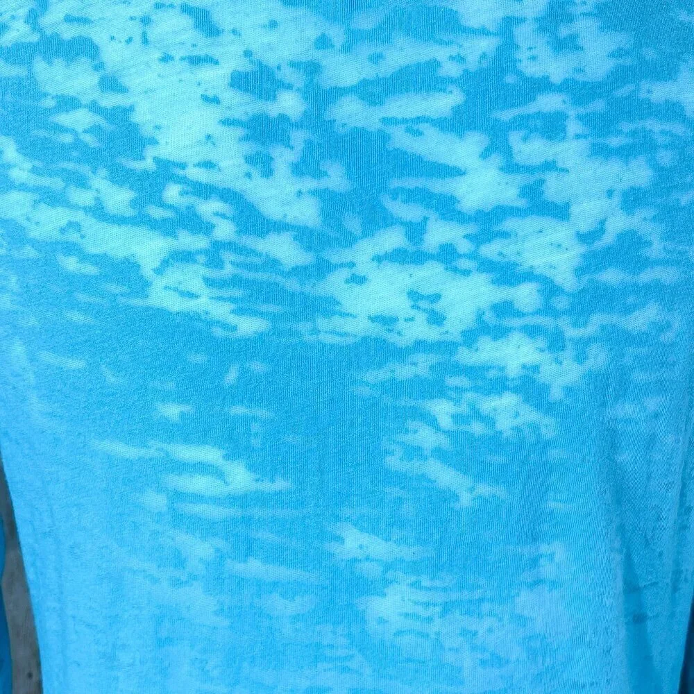 Roxy Burnout Tee | 3/4 Sleeve | Aqua Blue | Medium | Scoop Neck Top | Women's - Picture 10 of 13